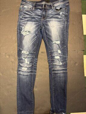 Buckle/BKE (Black) Women’s Skinny Jeans Dark Wash – Ripped Knee, Size 30, Denim